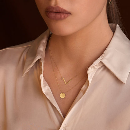 Gold Layered Necklace with Custom Engraved Pendant