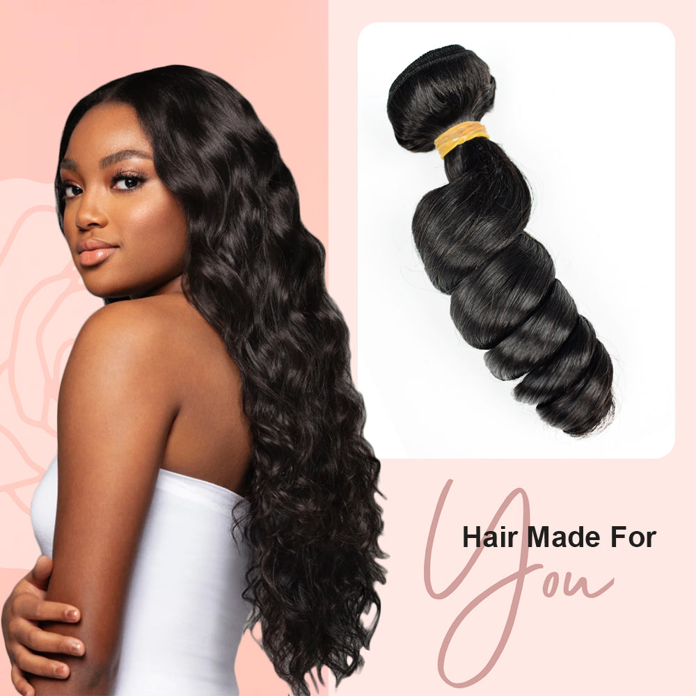 #1B Loose Wave 10A Human Hair Weave Bundles 100% Unprocessed Virgin Brazilian Remy Hair Bundles Natural Color CVOHAIR