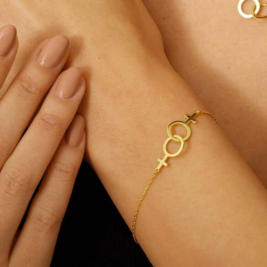 Pride Bracelet for Her with Venus Symbol Silver Lesbian Jewelry