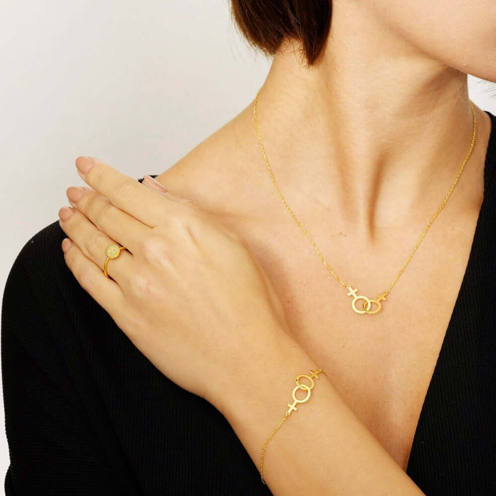 Pride Bracelet for Her with Venus Symbol Silver Lesbian Jewelry