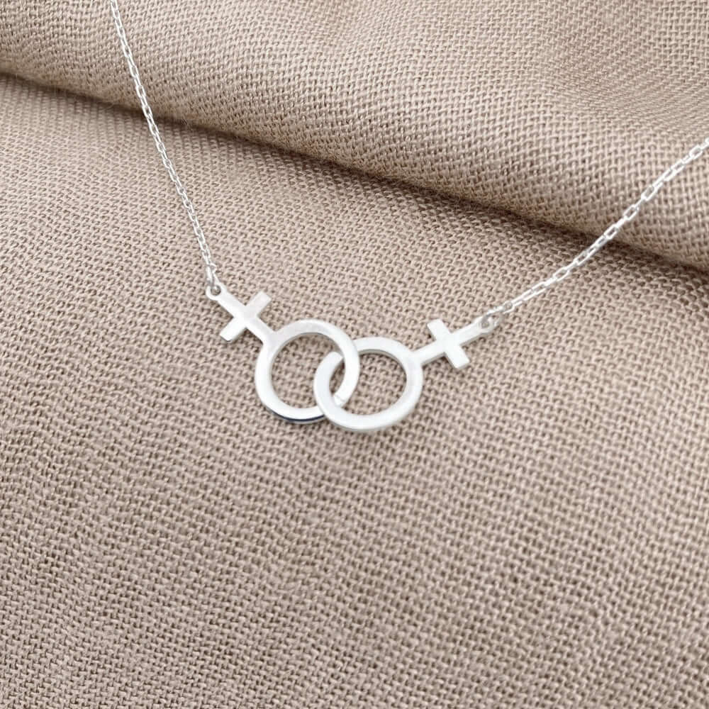 Lesbian Necklace Double Venus Charm LGBT Pride Jewelry Gift