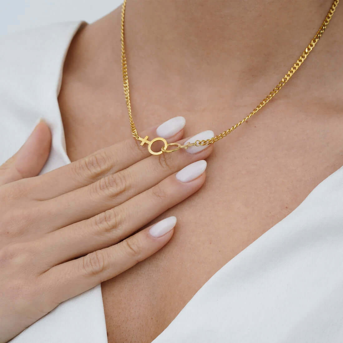 Double Female Charm Lesbian LGBTQ Necklace in Gold-Plated Silver