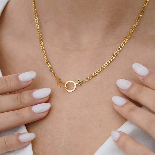 Double Female Charm Lesbian LGBTQ Necklace in Gold-Plated Silver
