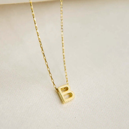 Custom Single Initial 925 Sterling Silver Letter Necklace