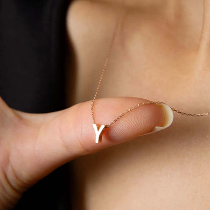 Custom Single Initial 925 Sterling Silver Letter Necklace