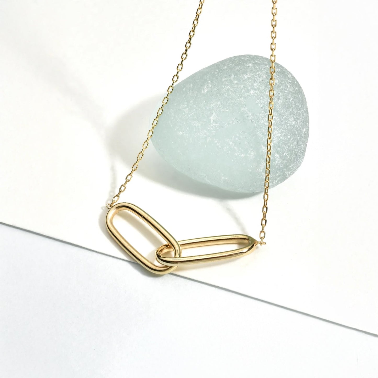 Gold-Plated Interlocking Link Chain Necklace