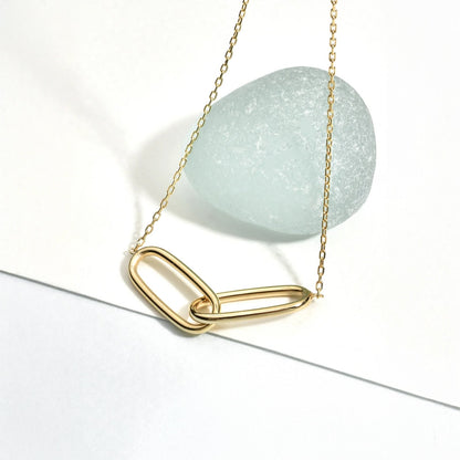Gold-Plated Interlocking Link Chain Necklace