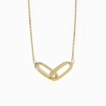 Gold-Plated Interlocking Link Chain Necklace