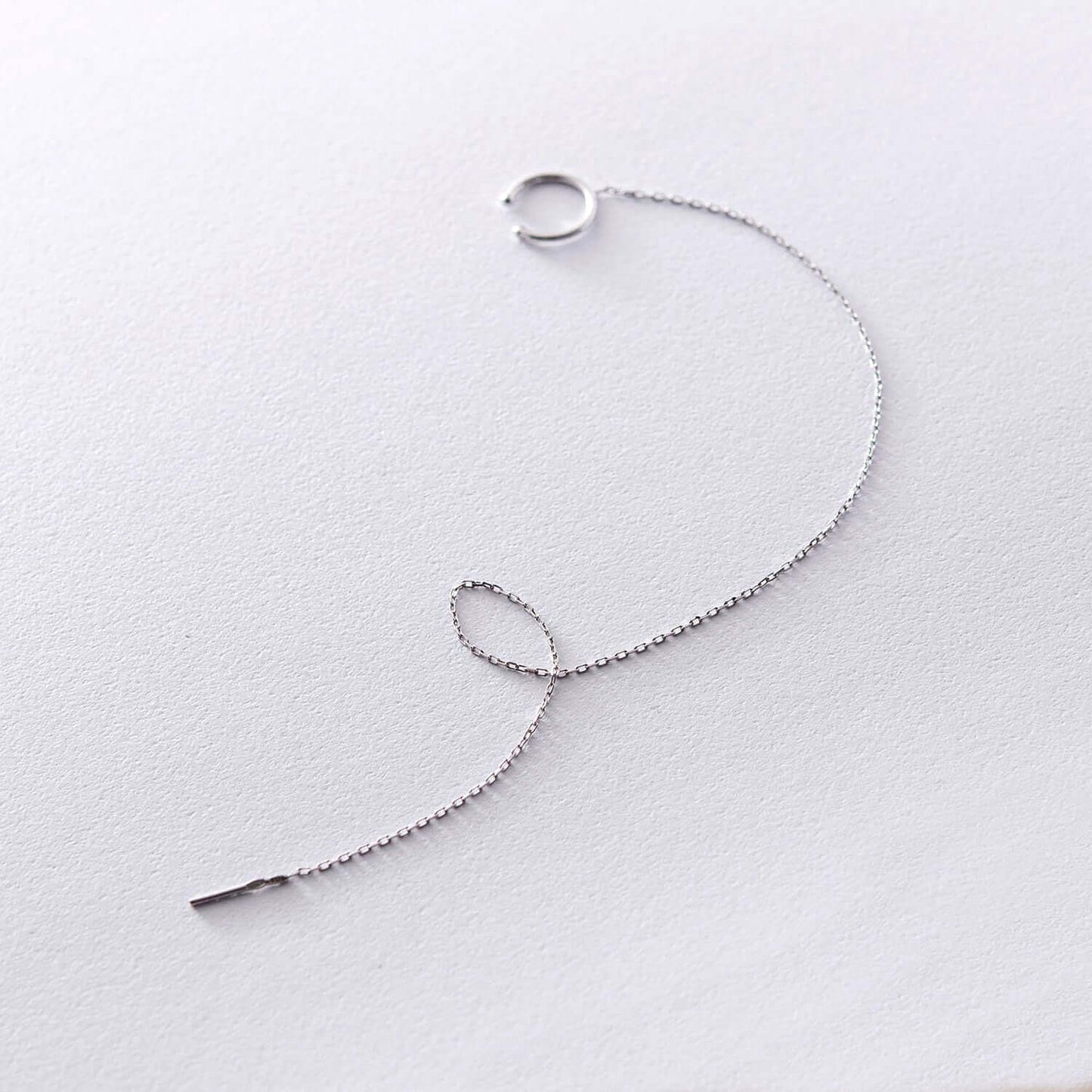 Cuff Threader Earring Sterling Silver Long Chain Tassel