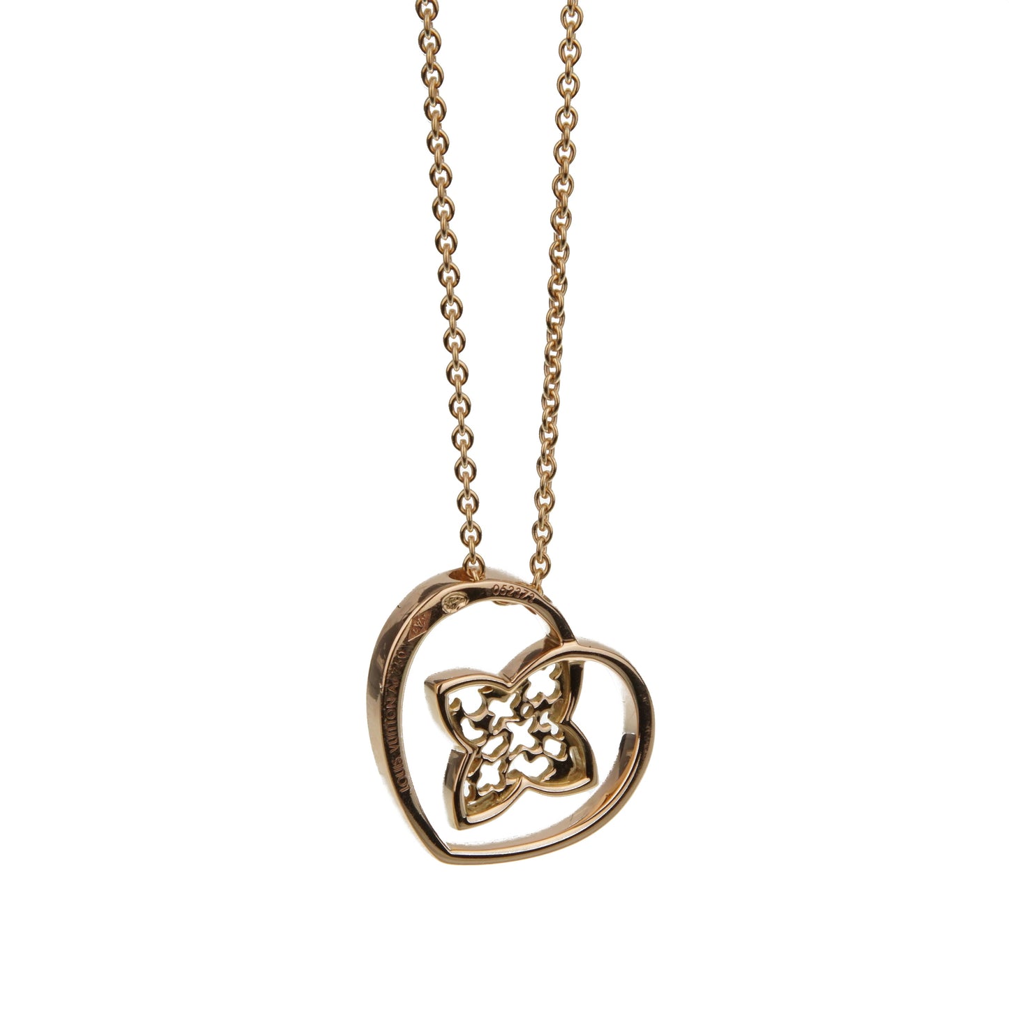 Lothtuis Vuithttton 18k Rose Gold Heart Pendant Necklace