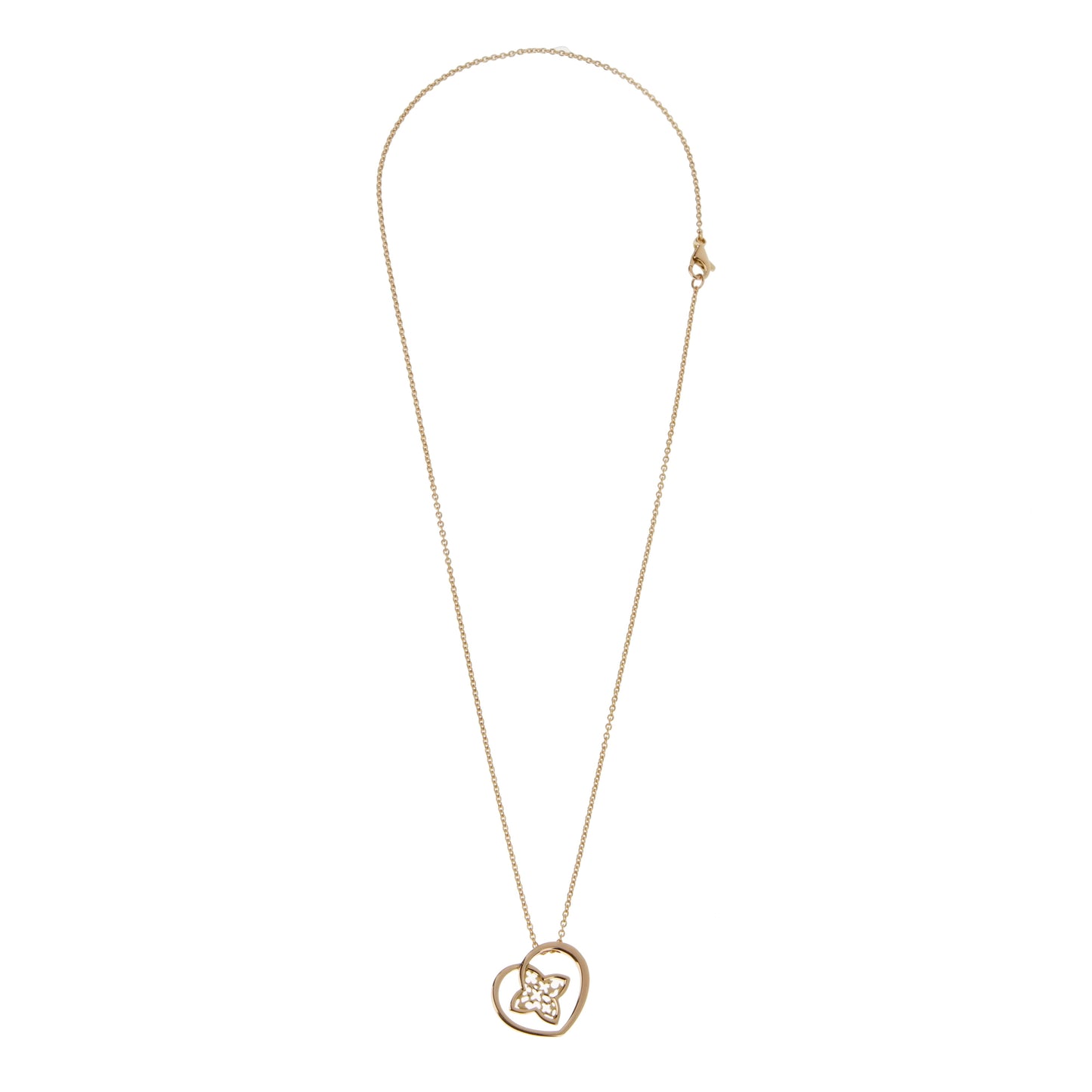 Lothtuis Vuithttton 18k Rose Gold Heart Pendant Necklace