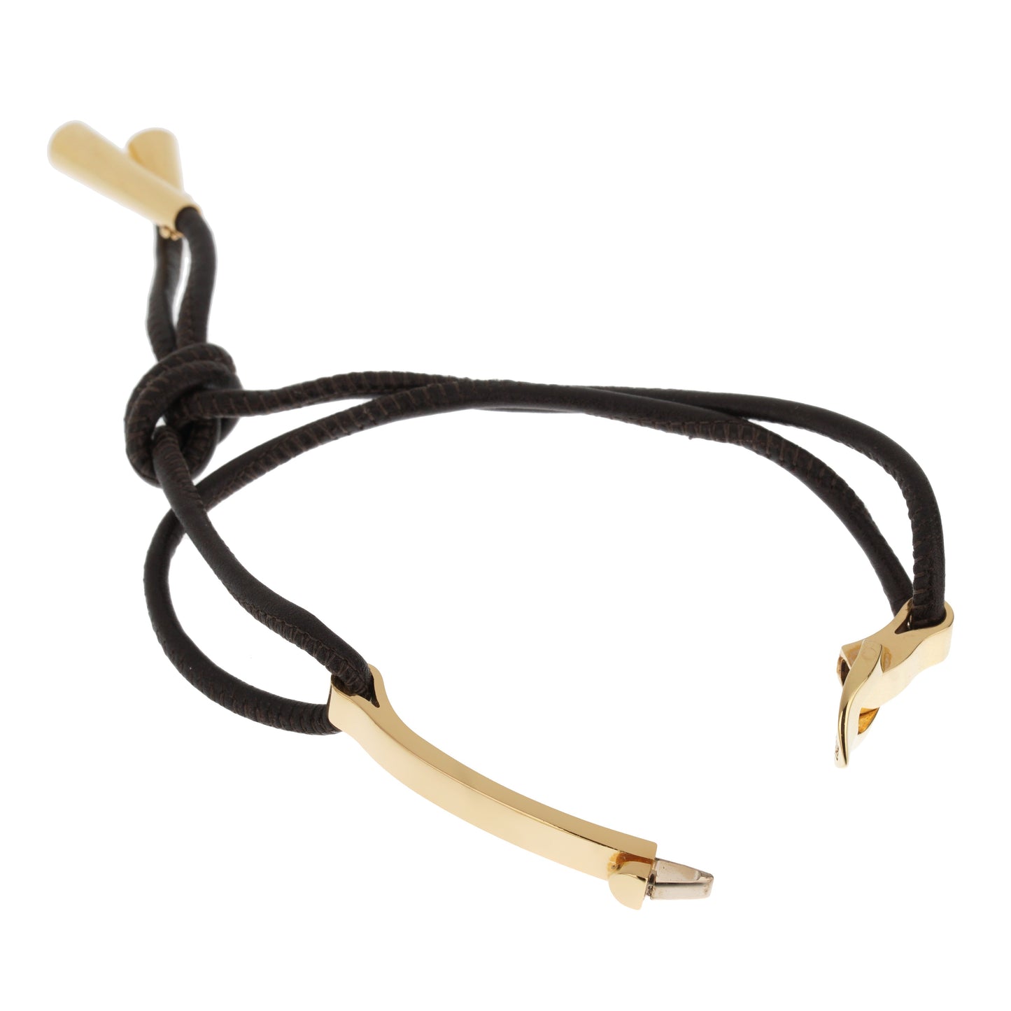 Lothtuis Vuithttton 18k Yellow Gold Bangle Leather Bracelet