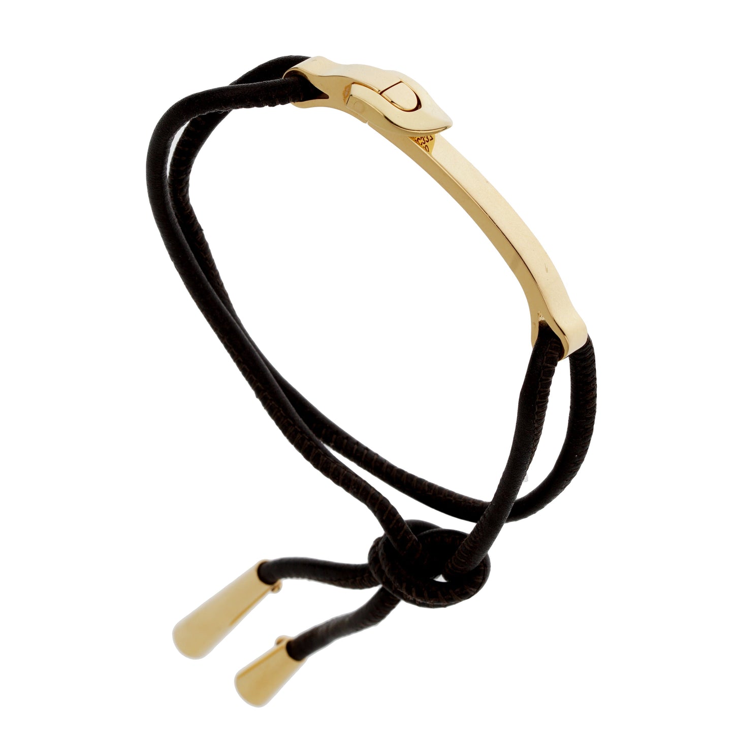 Lothtuis Vuithttton 18k Yellow Gold Bangle Leather Bracelet