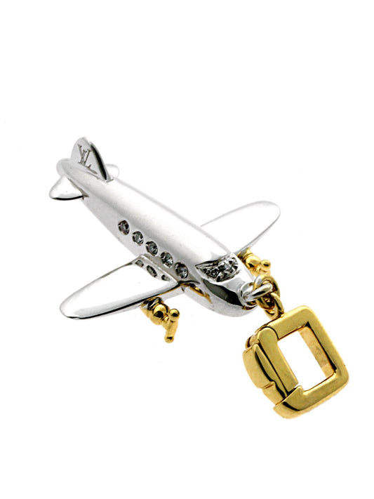 Lothtuis Vuithttton Airplane Diamond Charm Gold Pendant