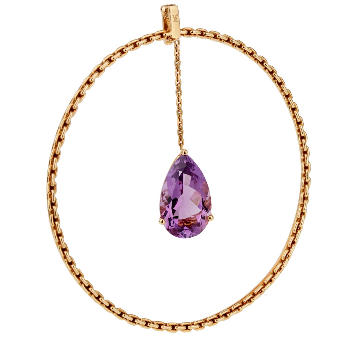 Lothtuis Vuithttton 18k Yellow Gold Amethyst Chain Pendant Necklace