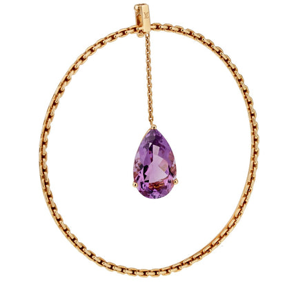 Lothtuis Vuithttton 18k Yellow Gold Amethyst Chain Pendant Necklace