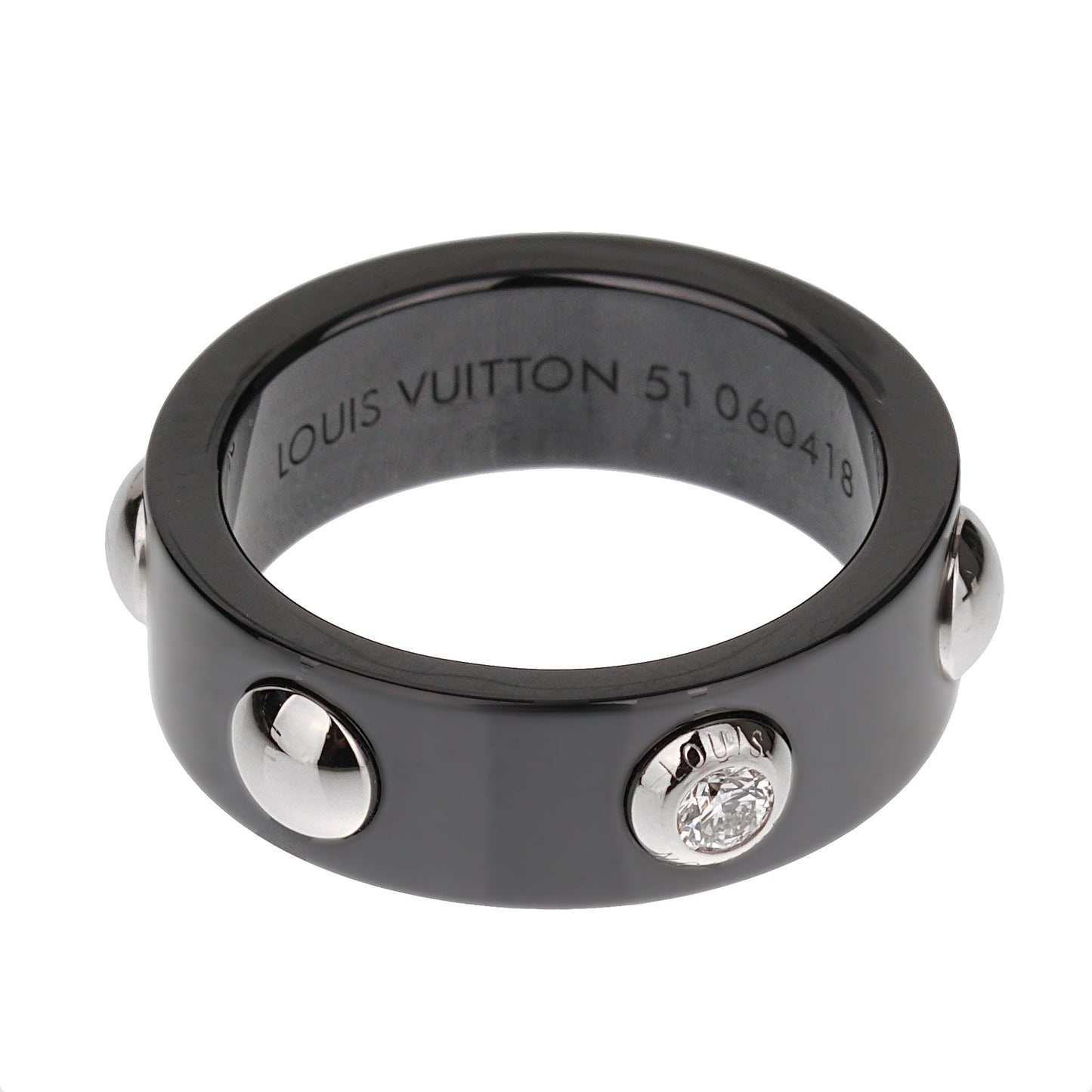 Lothtuis Vuithttton Ceramic Platinum Diamond Band Ring