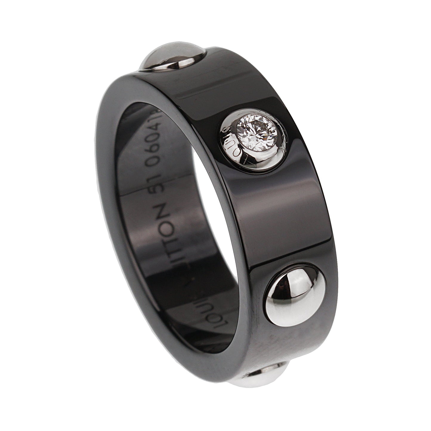 Lothtuis Vuithttton Ceramic Platinum Diamond Band Ring