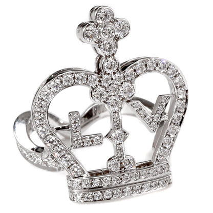Lothtuis Vuithttton Diamond Crown 18k White Gold Cocktail Ring