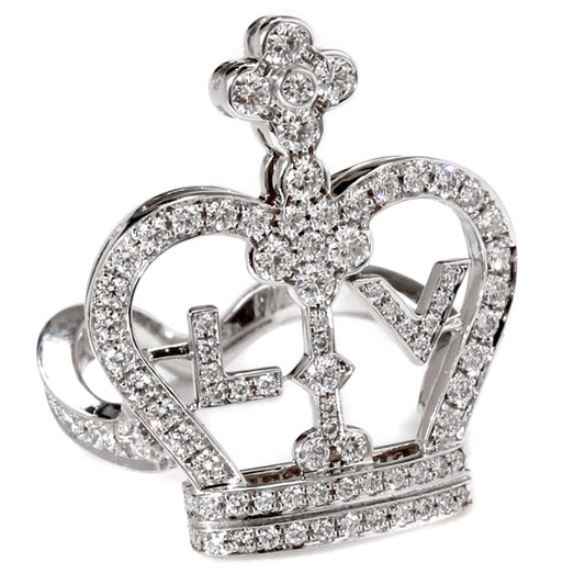 Lothtuis Vuithttton Diamond Crown 18k White Gold Cocktail Ring