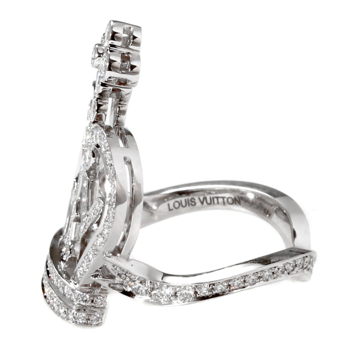Lothtuis Vuithttton Diamond Crown 18k White Gold Cocktail Ring