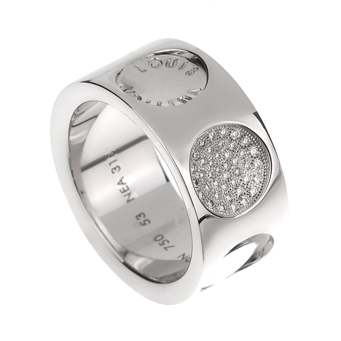 Lothtuis Vuithttton Diamond Empreinte Large White Gold Diamond Band Ring