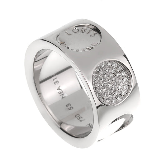 Lothtuis Vuithttton Diamond Empreinte Large White Gold Diamond Band Ring