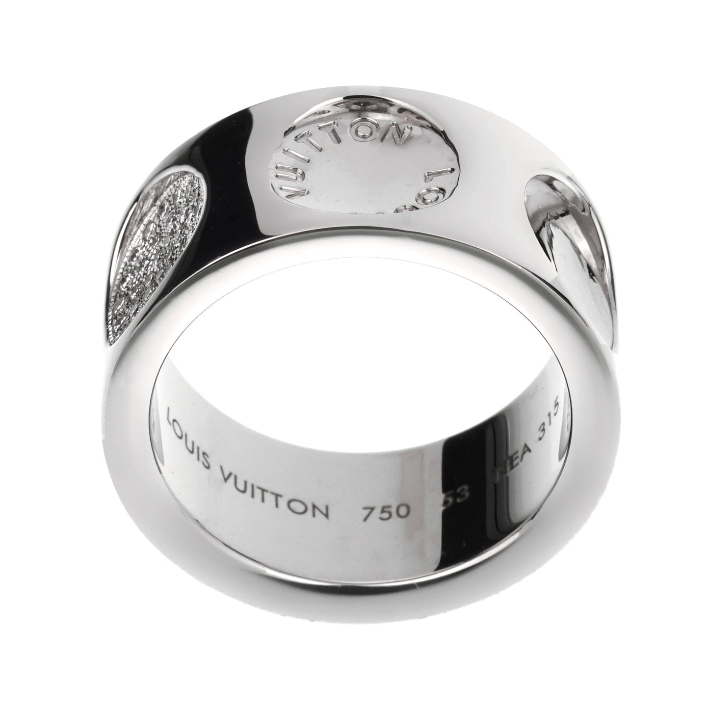 Lothtuis Vuithttton Diamond Empreinte Large White Gold Diamond Band Ring