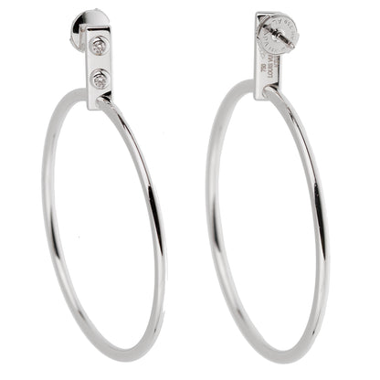 Lothtuis Vuithttton Diamond White Gold Hoop Earrings