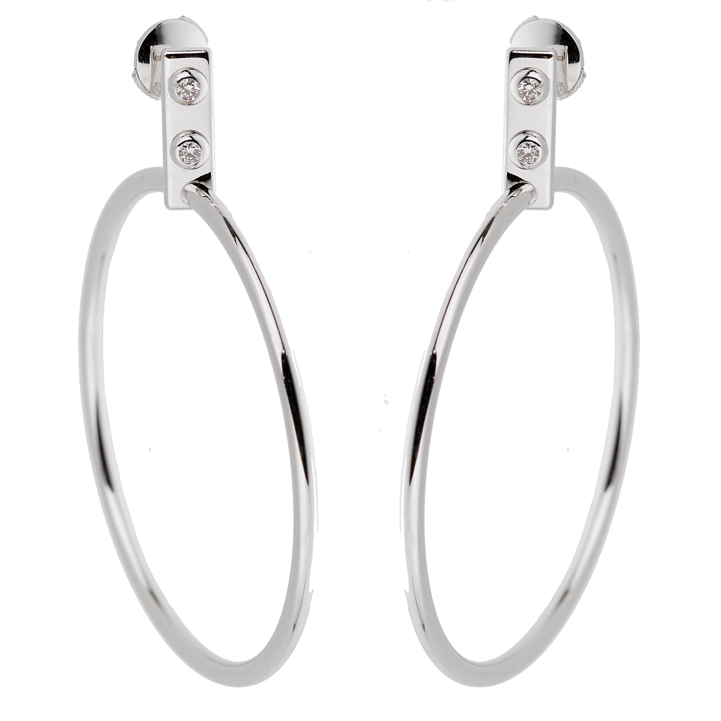 Lothtuis Vuithttton Diamond White Gold Hoop Earrings