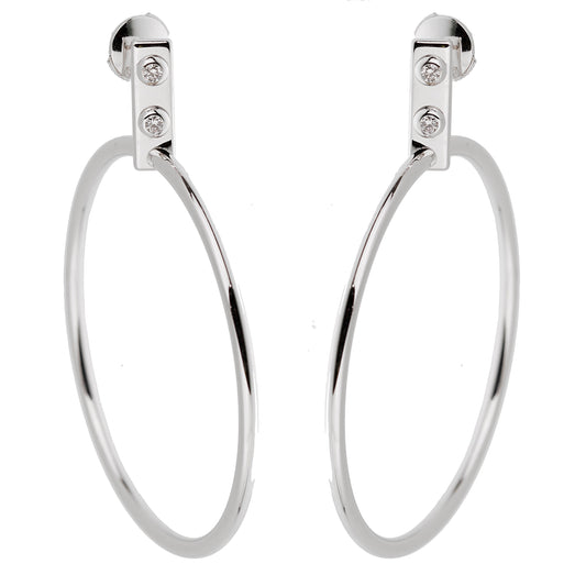 Lothtuis Vuithttton Diamond White Gold Hoop Earrings