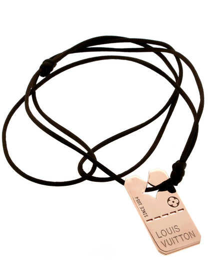 Lothtuis Vuithttton Dog Tag 18k Rose Gold Pendant Necklace