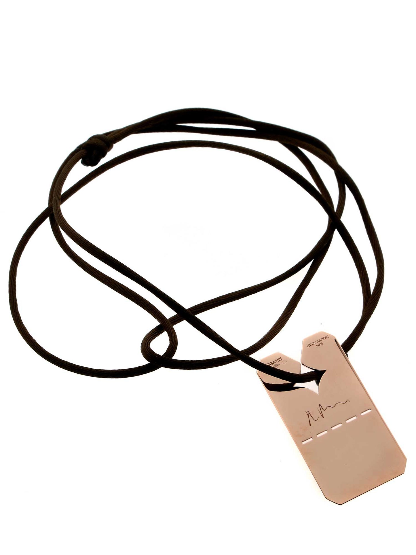 Lothtuis Vuithttton Dog Tag 18k Rose Gold Pendant Necklace