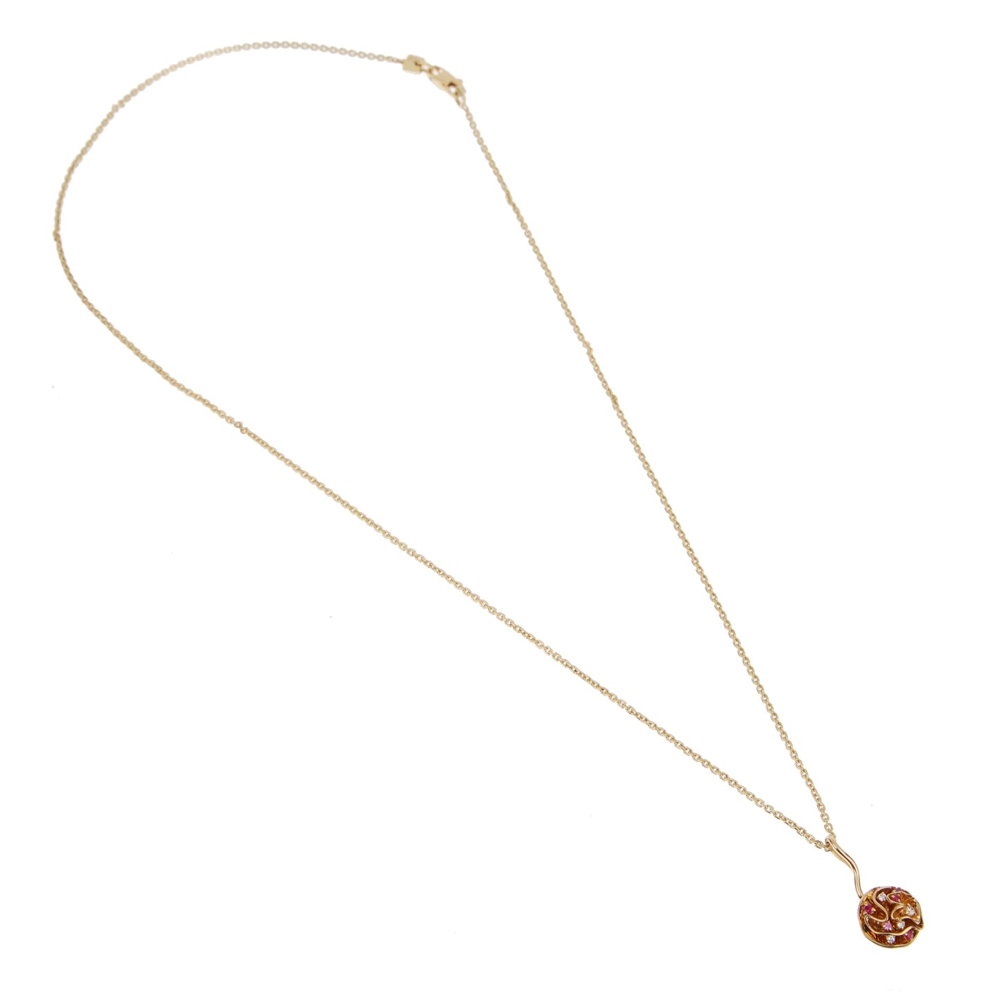 Lothtuis Vuithttton Flower Diamond Pink Sapphire Yellow Gold Necklace