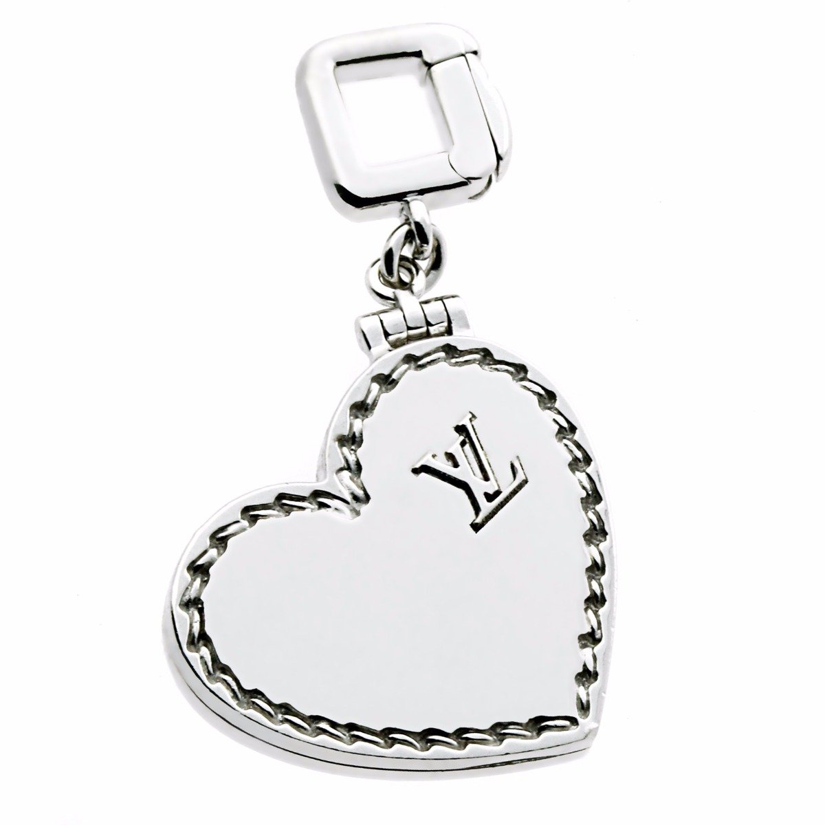 Lothtuis Vuithttton Heart Locket Charm 18k White Gold Pendant