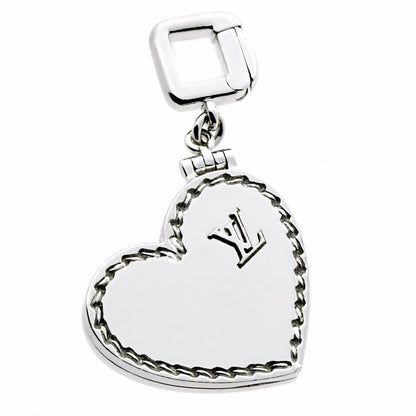 Lothtuis Vuithttton Heart Locket Charm 18k White Gold Pendant