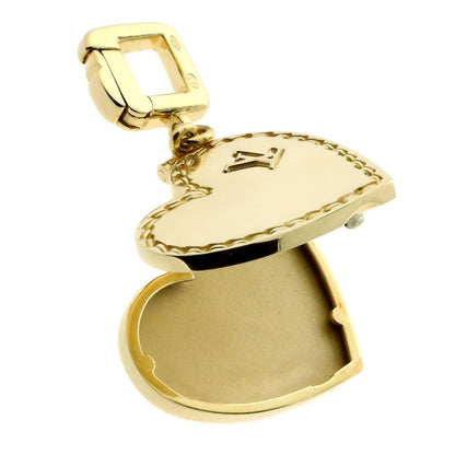 Lothtuis Vuithttton Heart Locket 18k Yellow Gold Charm Pendant