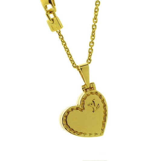 Lothtuis Vuithttton Heart Locket Gold Necklace