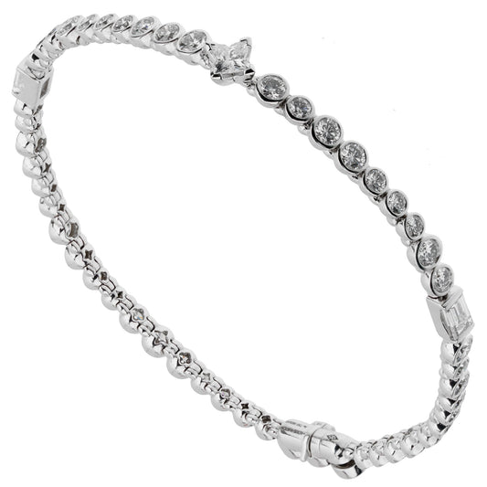 Lothtuis Vuithttton High Jewelry Diamond 18k White Gold Tennis Bracelet