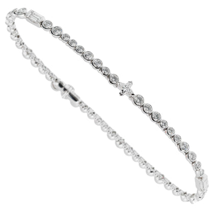 Lothtuis Vuithttton High Jewelry Diamond 18k White Gold Tennis Bracelet