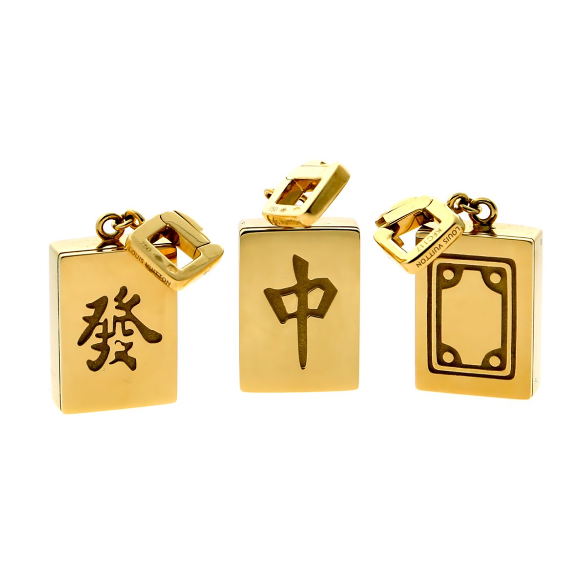 Lothtuis Vuithttton Limited Edition Mahjong Tile 18k Yellow Gold Charm Pendant