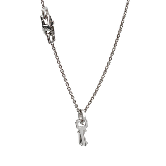 Lothtuis Vuithttton Lock it Double Key 18k White Gold Pendant Necklace