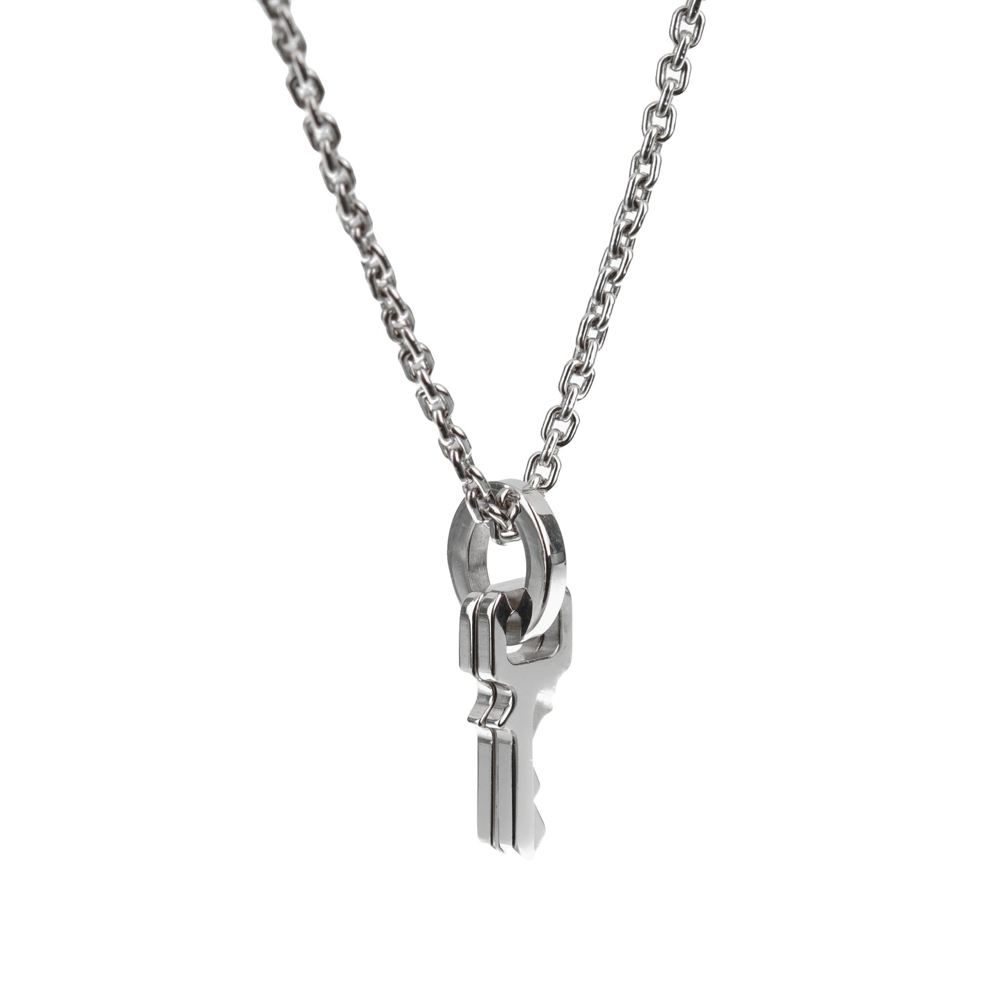 Lothtuis Vuithttton Lock it Double Key 18k White Gold Pendant Necklace