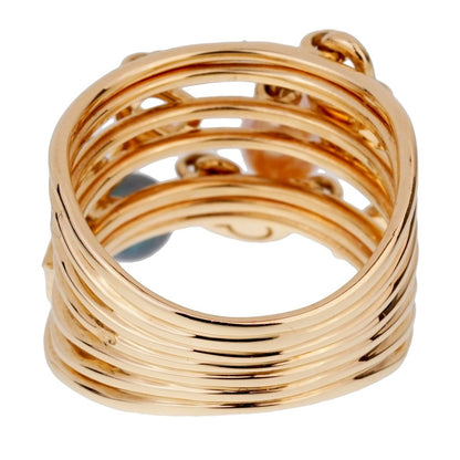 Lothtuis Vuithttton Monogram Pearl Cocktail Yellow Gold Ring Sz 6 1/2