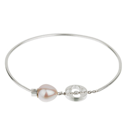 Lothtuis Vuithttton Monogram Pearl 18k White Gold Bangle Bracelet
