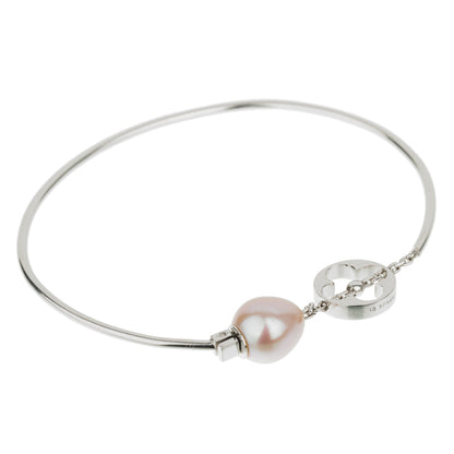 Lothtuis Vuithttton Monogram Pearl 18k White Gold Bangle Bracelet