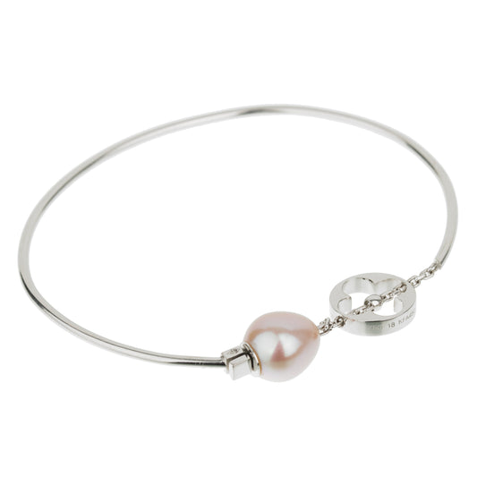 Lothtuis Vuithttton Monogram Pearl 18k White Gold Bangle Bracelet