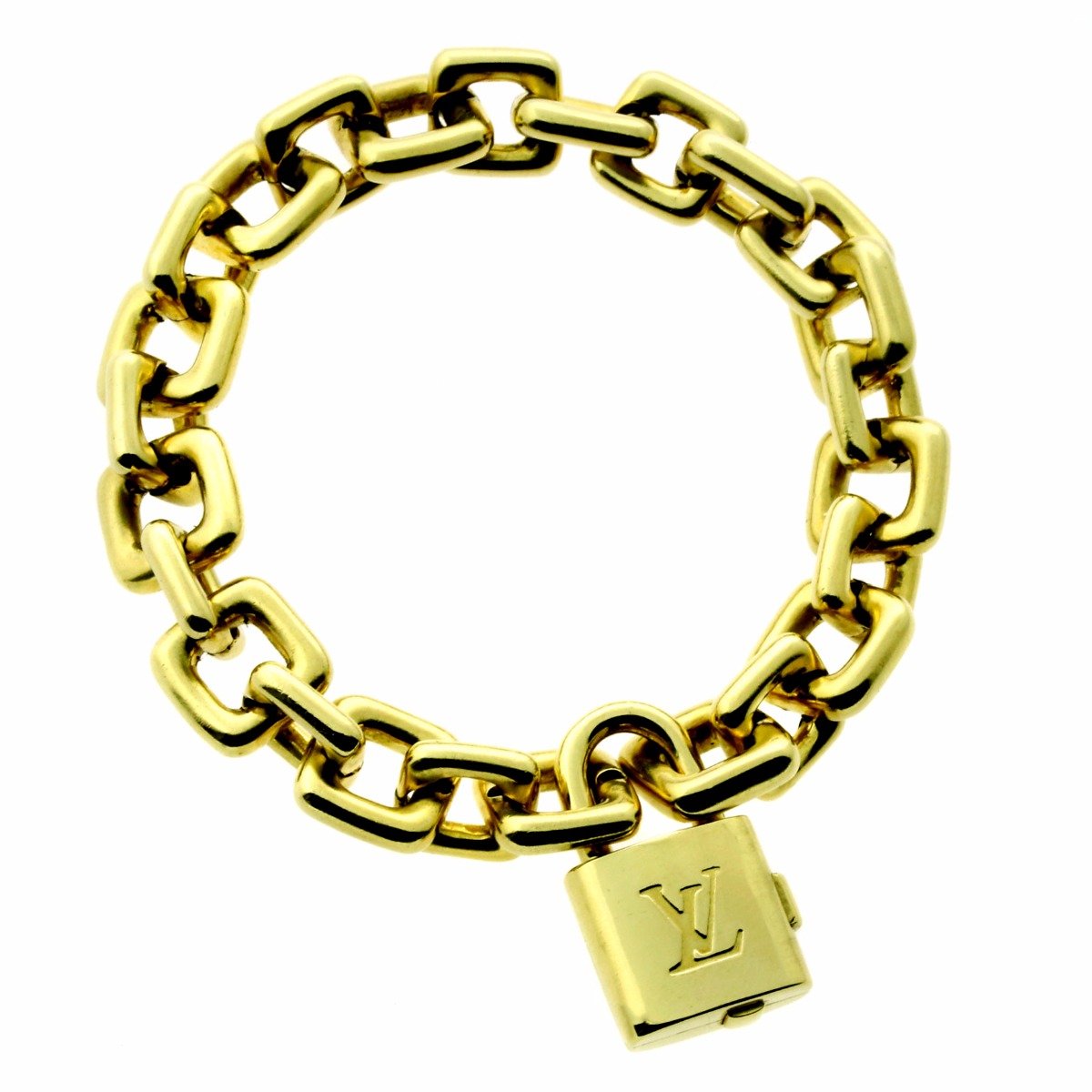 Lothtuis Vuithttton Padlock Charm Gold Bracelet