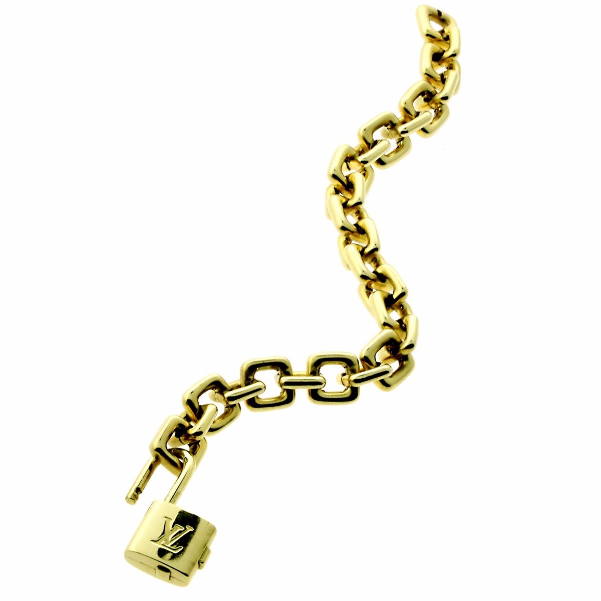 Lothtuis Vuithttton Padlock Charm Gold Bracelet