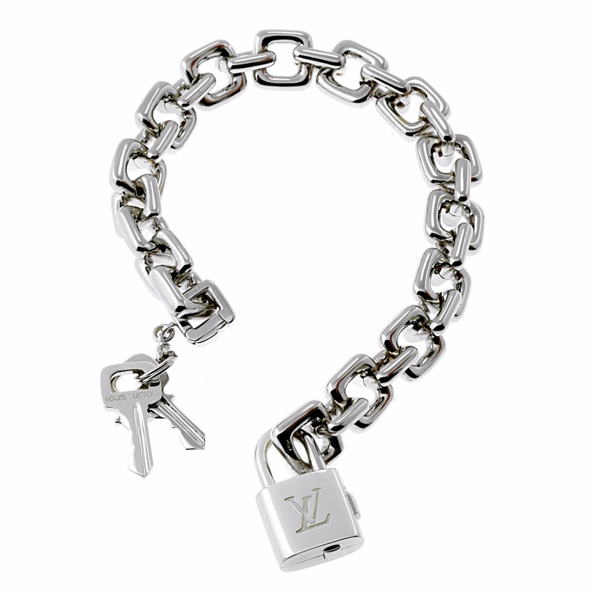 Lothtuis Vuithttton Padlock Charm White Gold Bracelet